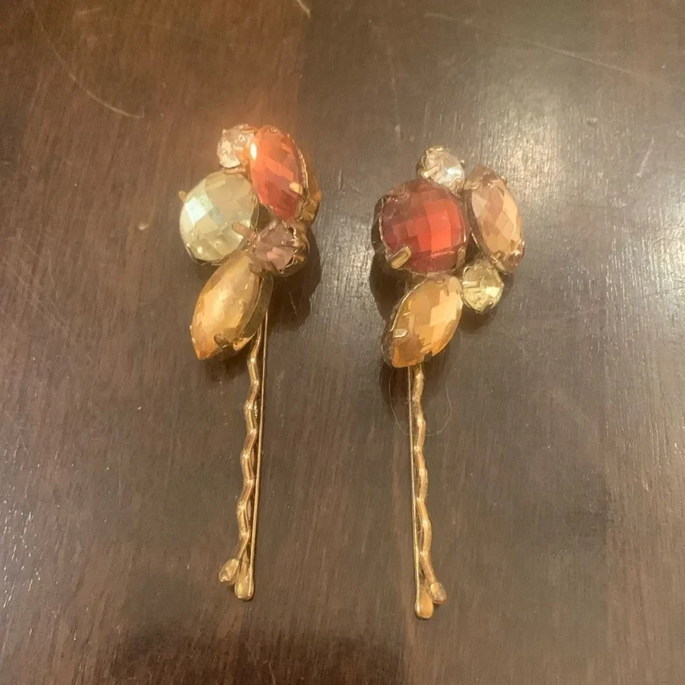 2 Rhinestone Bobby Pins hair clips